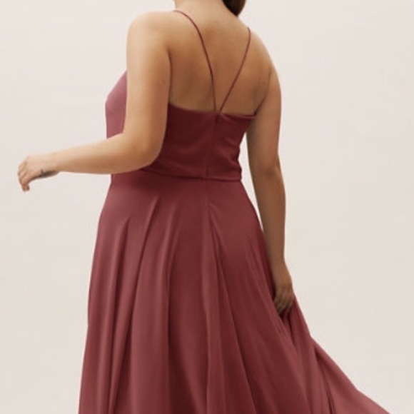 New BHLDN x Jenny Yoo Inesse 8 / Med Cinnamon Rose V-Neck Circle Skirt Maxi Gown - Picture 4 of 8